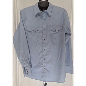 Gibson Trading Company Mens Blue Pearl Snap Western Shirt L